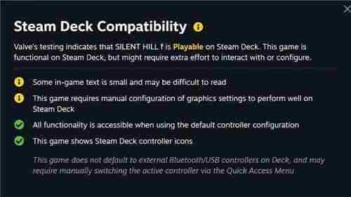 寂静岭f游戏支持SteamDeck掌机游玩