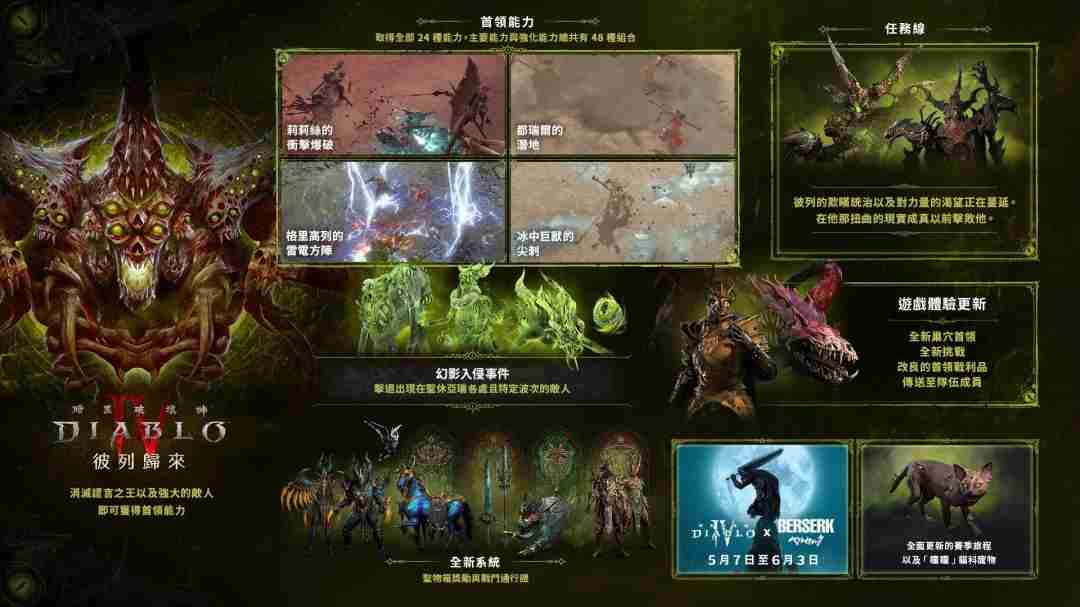 暗黑破坏神4剑风传奇联动5月7日启动