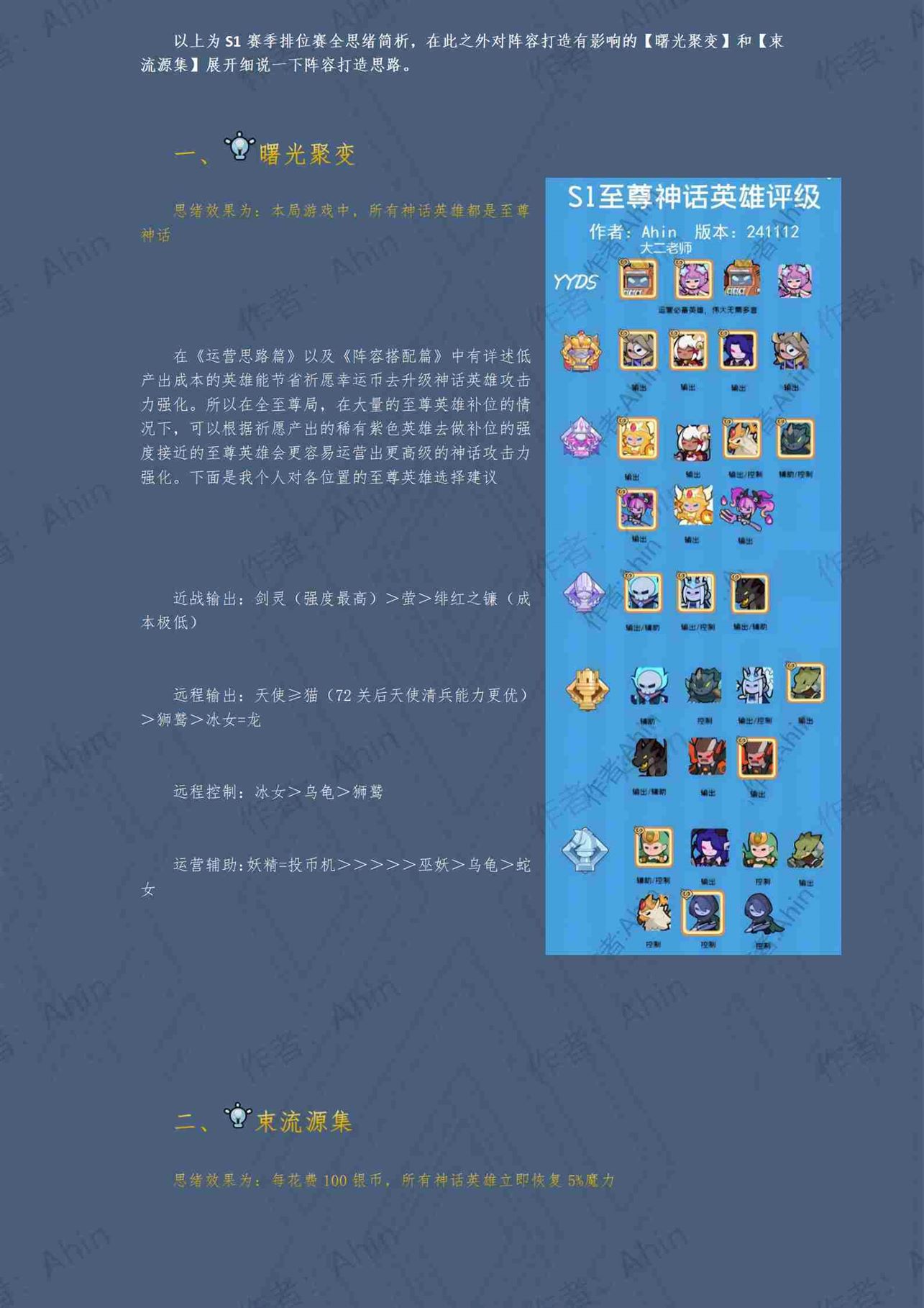 《快来当领主》S1排位赛强势思绪阵容搭配