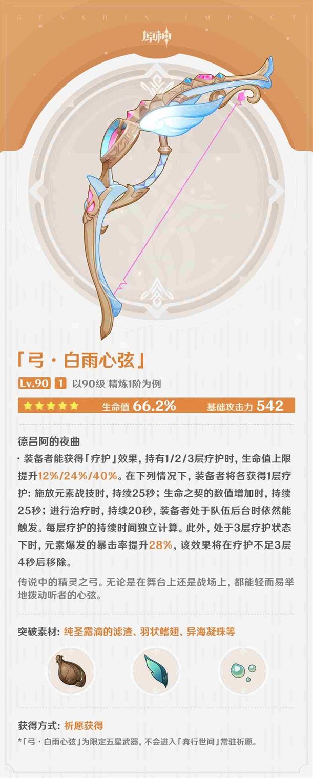 《原神》白雨心弦武器强度介绍
