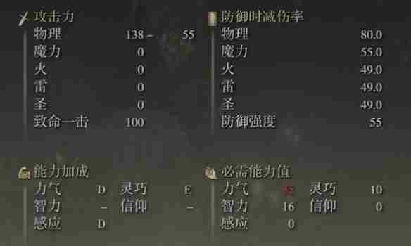 《艾尔登法环》dlc古铁陨石大剑属性介绍