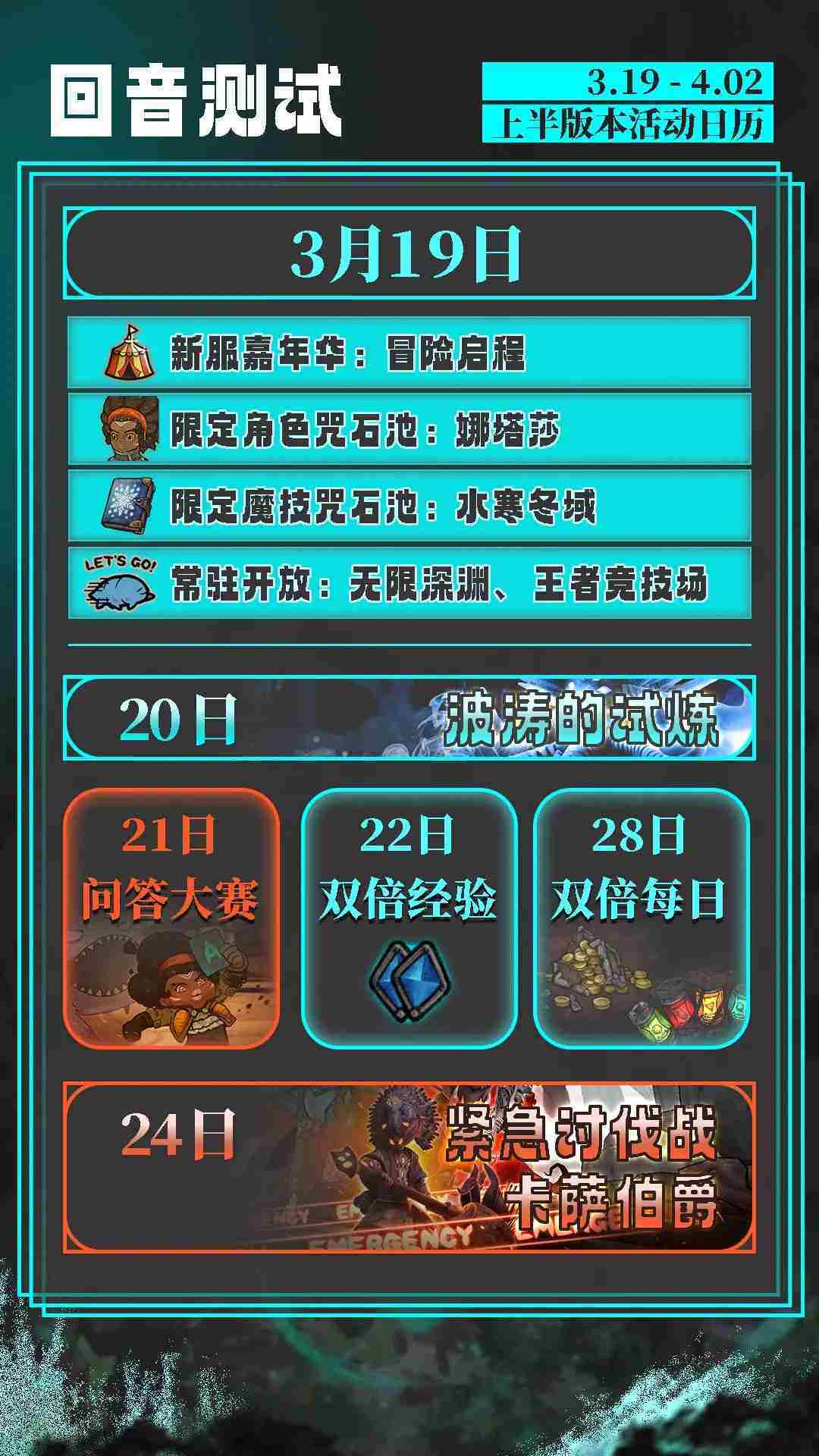 阿比斯少年冒险团回音测试活动日程与开服福利一览
