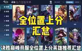 决胜巅峰英雄实力排行榜一览