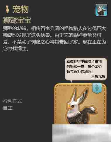 《最终幻想14：水晶世界》狮鹫宝宝宠物获得方法