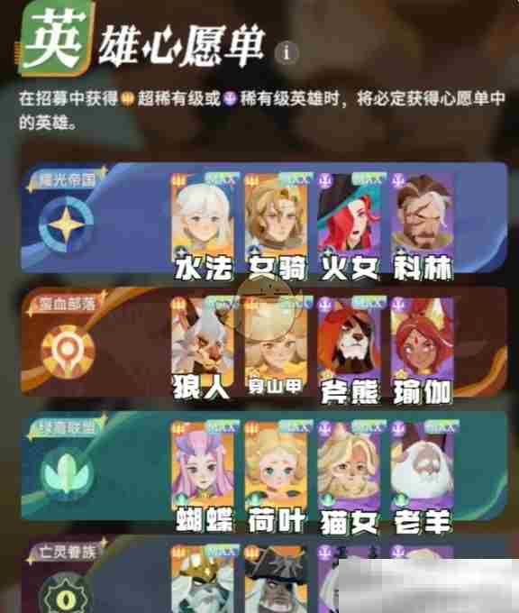 《剑与远征启程》英雄心愿单选择推荐2025最新