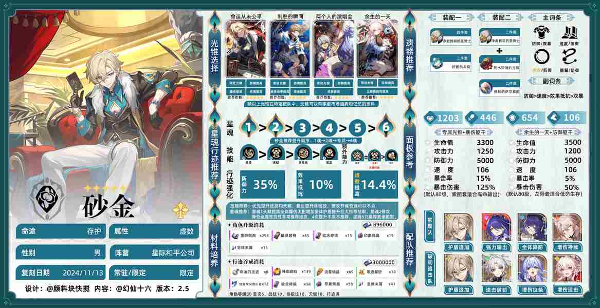 《崩坏星穹铁道》2.6砂金怎么配队 砂金配队攻略