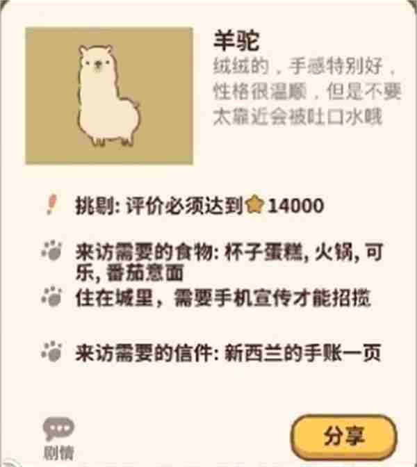 动物餐厅羊驼怎么来 羊驼解锁条件