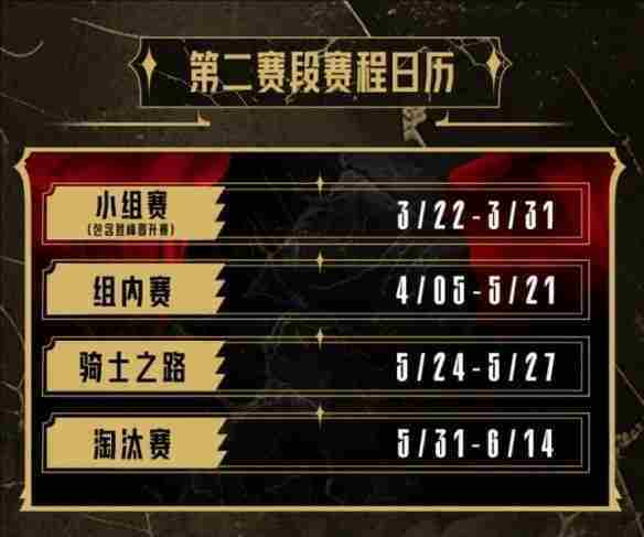 英雄联盟lpl第二赛段赛程表一览