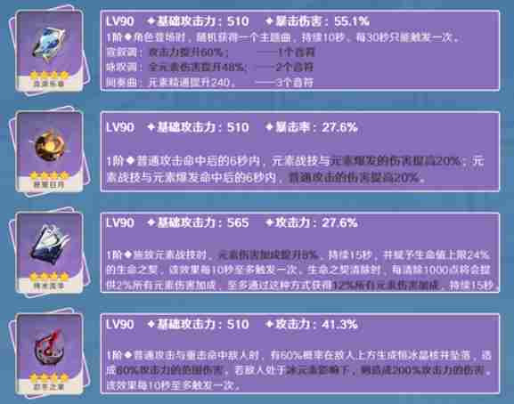 原神莱欧斯利5.4武器推荐