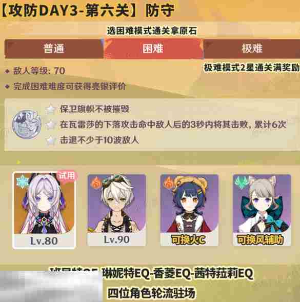 原神荣花竞捷之争第六关怎么做 荣花演武阵容推荐