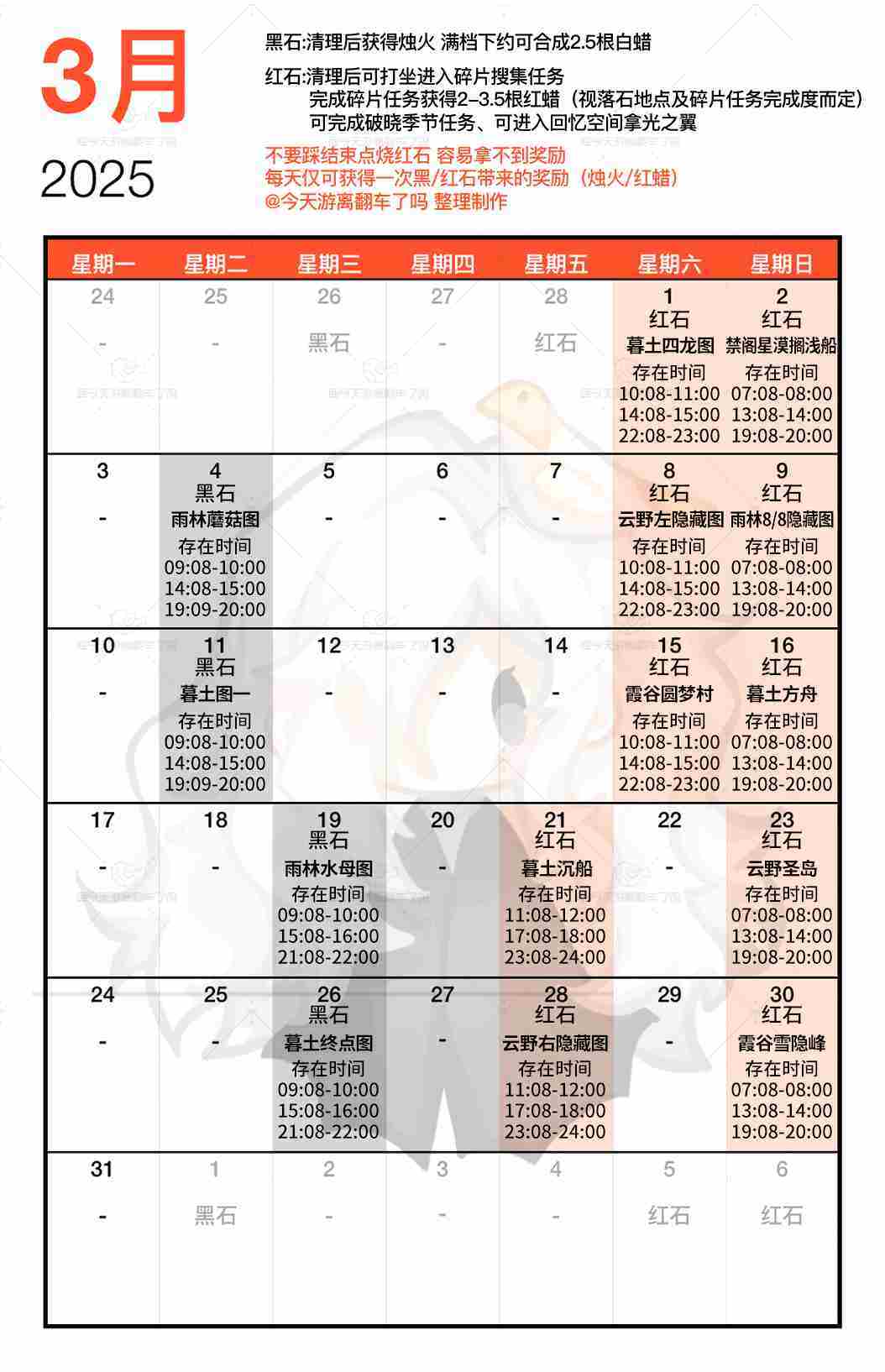 光遇4月红石在哪里-光遇4月红石日历2025