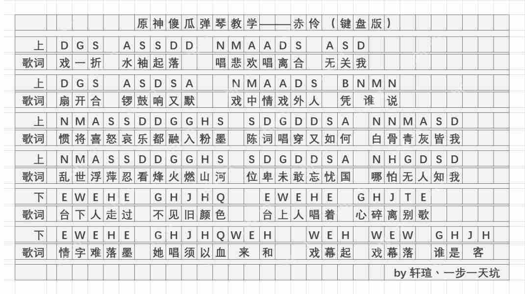 原神赤伶琴谱